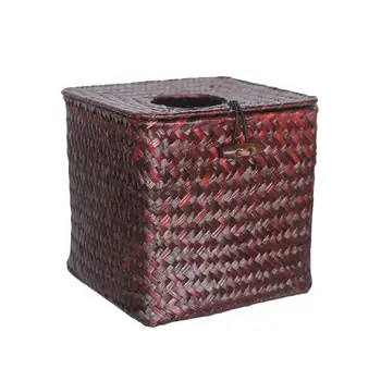 

Handwoven Seagrass Tissue Paper Box Cover Napkin Holder For Bathroom Hotel Desk Straw Hand-Knitted Tissue Box Organizer Storage