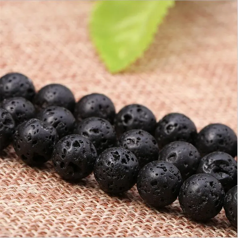 6-12 мм бусины из натурального камня черной вулканической лавы круглые