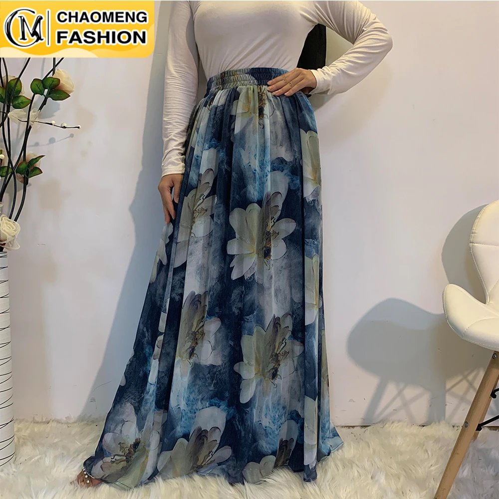 Faldas Largas Mujer puro Chiffon Falda larga Abayas para damas Maxi Vestidos Jupe Longue Femme Musulman elegante modesto ropa