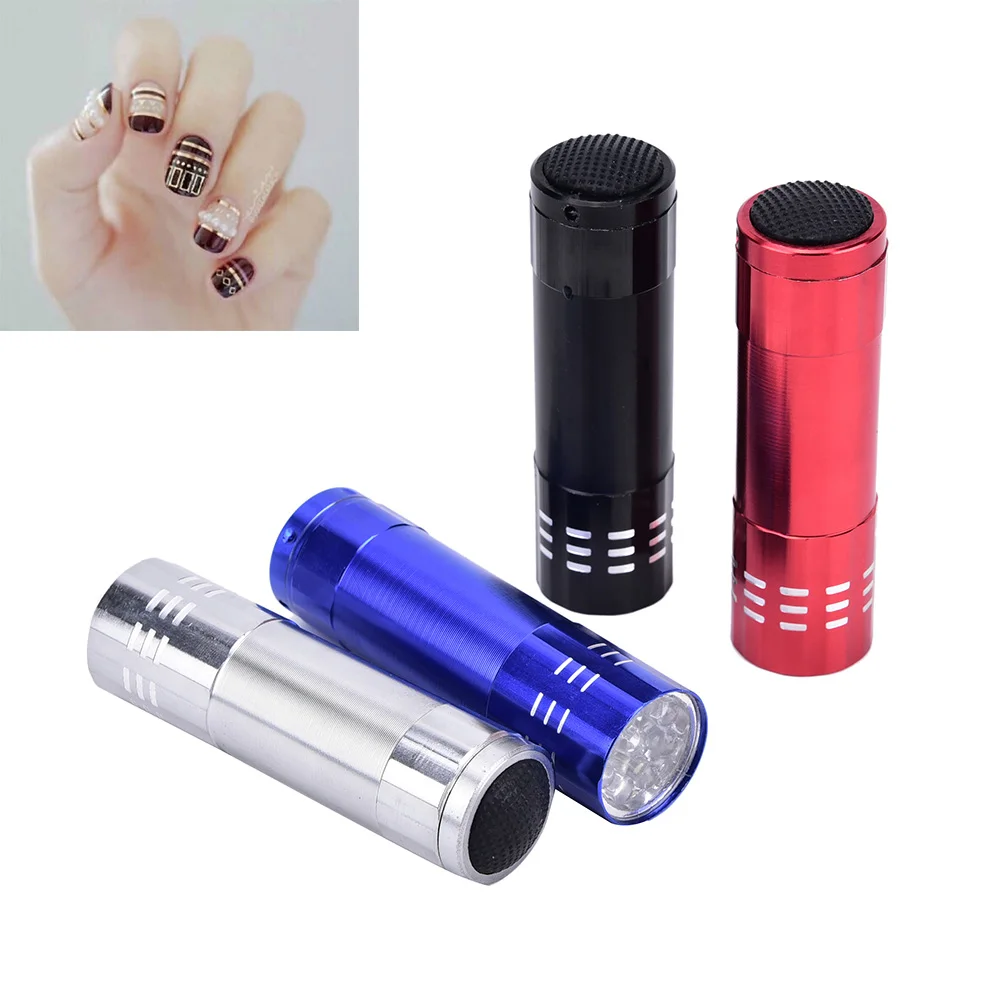 

AACAR 1Pc 9 LED Gel Nail Dryer UV Lamp Portable Mini Flashlight For Nail Gel Fast Dry Cure Nail Art Dryer Tools