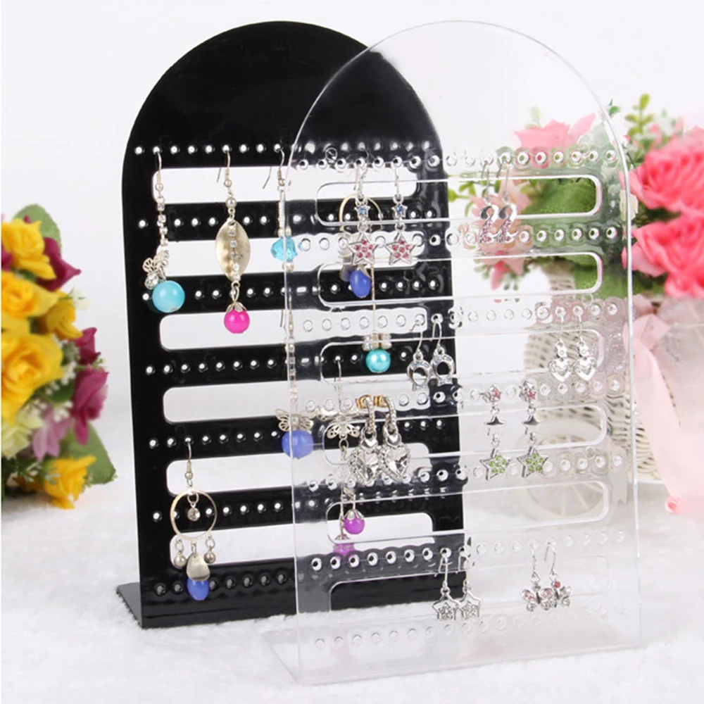 126 Holes Earring Jewelry Display Rack Fashion Ear Stud Show Stand Organizer Holder Plastic Storage Container Packaging Gift original large capacity plastic rotating pen container storage box office teacher student desktop stationery storage rack