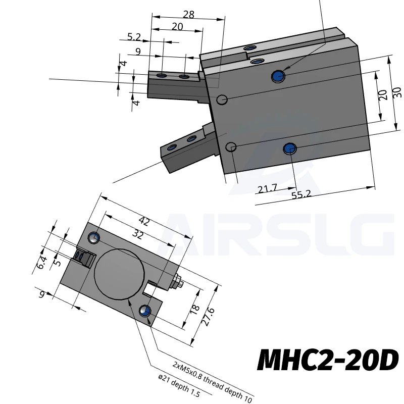 Угловой Воздушный Захват MHC2-10D 16D 20D 25D 180 ° угловой Воздушный Захват Cam style MHY2-10D 16D 20D 25D caluminium clamp - Цвет: MHC2-20D