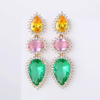 

VERY GIRL High Quality Multi Color Cubic Zircon Crystal Bridal Tear Drop Earrings Jewelry for Women 2019