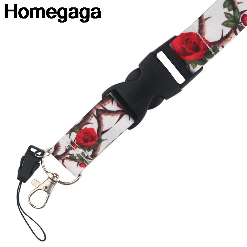 Homegaga винтажная роза Lanyards id Держатели для телефонов ожерелье аксессуар для ключей шеи ремни нагрудные опознавательные Значки для идентификации владельцев тесьма D2334