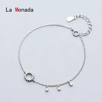 

La Monada 925 Sterling Silver Circle Zirconia Round Charm Bracelets For Women Zircon Jewelry Accessories Women Bracelet Silver
