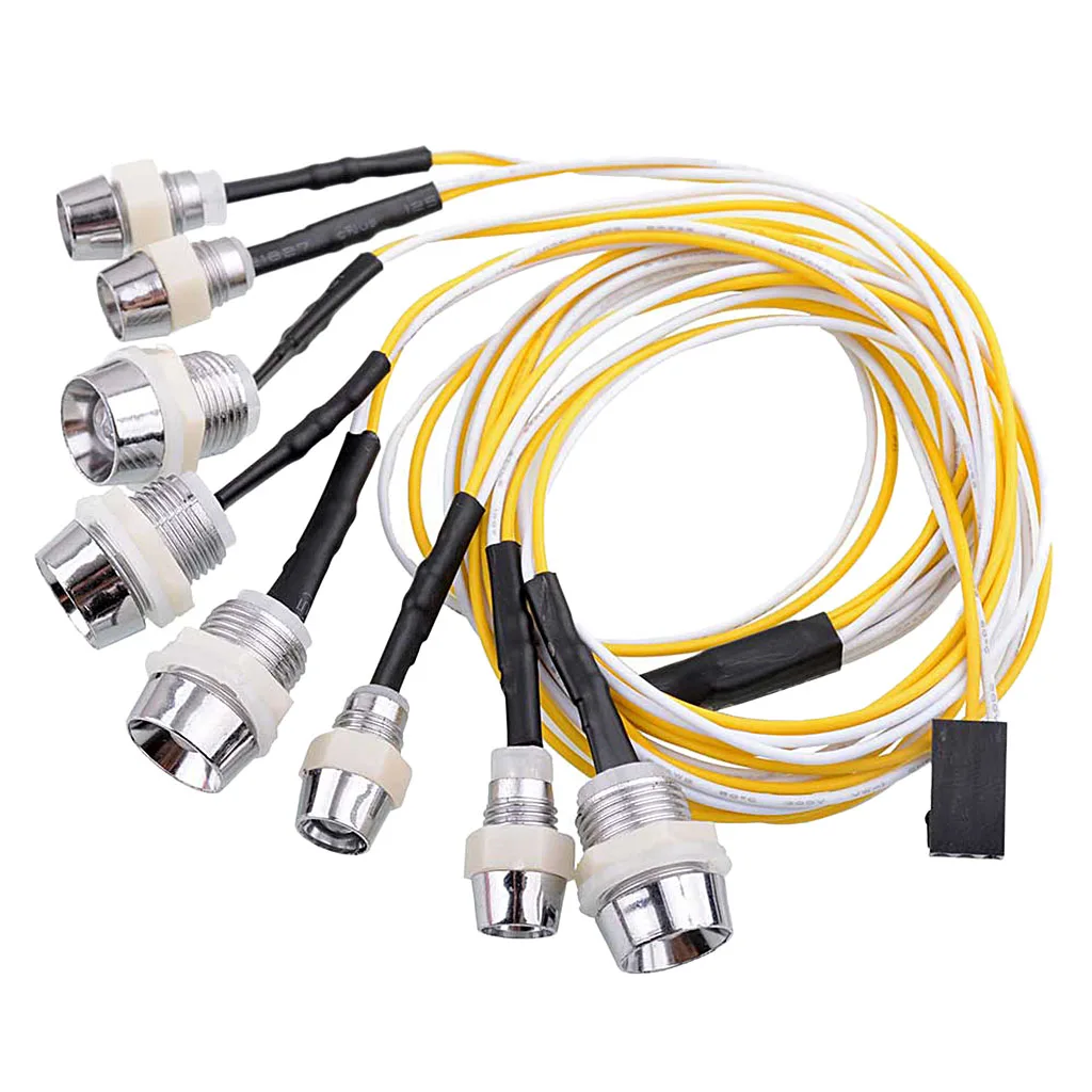 5mm/8mm LED Light Bright 2 Red & 2 White & 4 Yellow Lamp 3-9V for 1/5 1/8 1/10 1/12 1/16 RC Car Decor