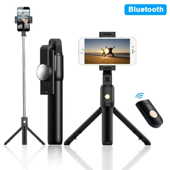 

Foldable Bluetooth Sefie Stick with Mirror Handsfree Phone Holder Selie Stock with Tripod Holder Remote Control Selfiestick
