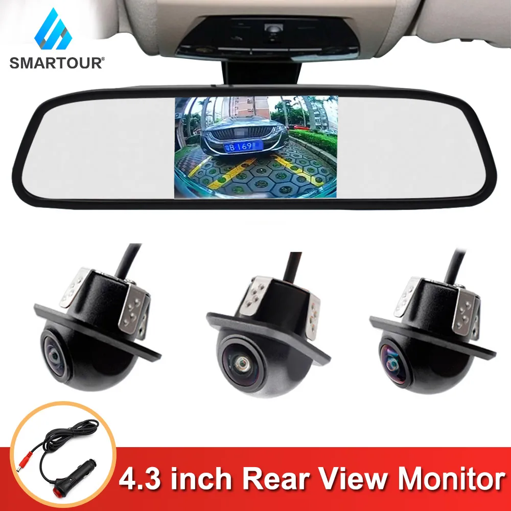 Best 180 Degree 1080P Fisheye Night Vision Car Rear View Reversing Color CCD Backup Parking Camera With 4.3'' Folding LCD Monitor