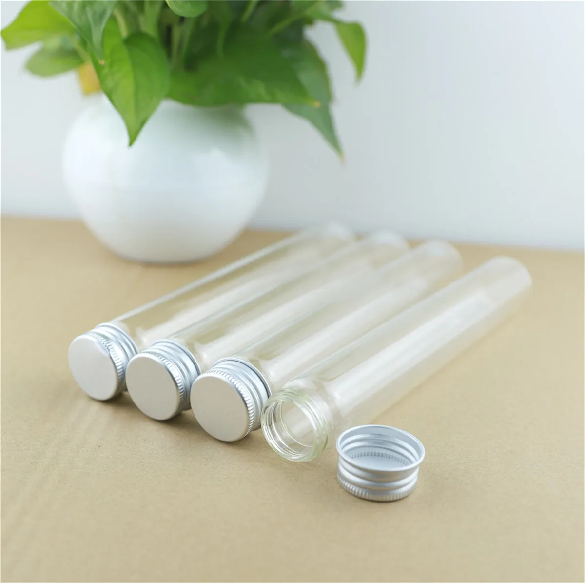 15 PCS Glass test tube 30×200mm 110ml Glass Bottles Aluminum Caps Glass Tiny Jars Vials Glass Containers Decorative Bottle 4