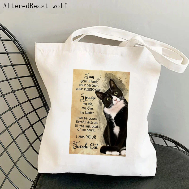 Women Shopper bag Cat It's Better To Have Your Nose In A Book Bag Harajuku Shopping Canvas girl handbag Tote Shoulder Lady Bag