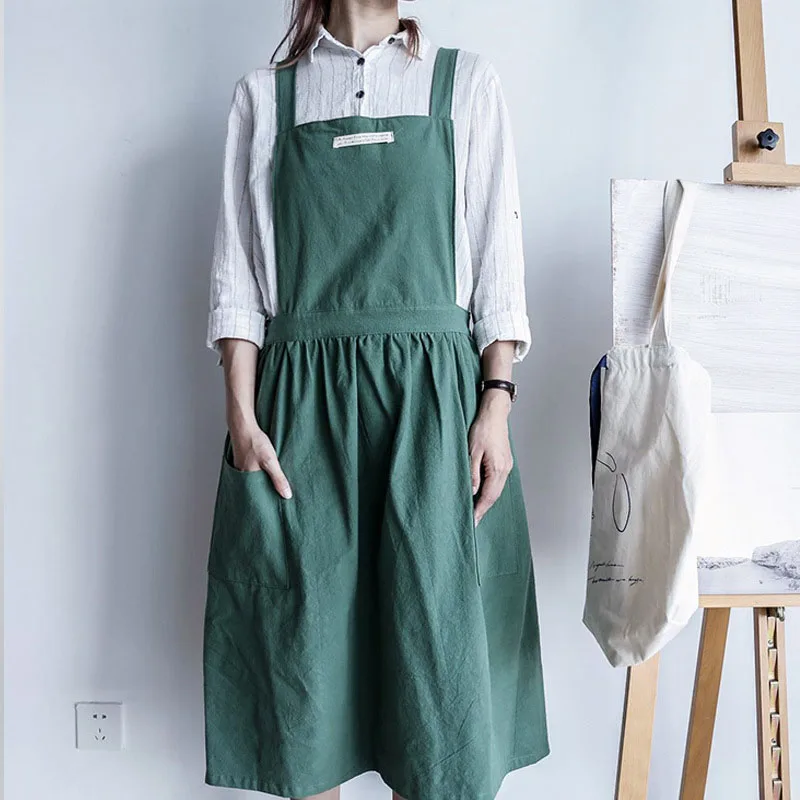 Cotton Women Apron Dress Pastry Chef Vintage Apron Baking Barista Art Adults Woman Gardener Painting Apron Kitchen Accessories