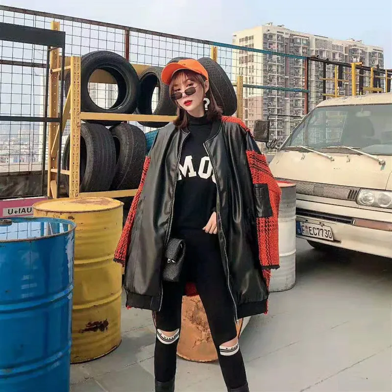 Max LuLu, зимняя теплая шерстяная одежда, корейская мода, женские кожаные тренчи в стиле панк, винтажные женские вязаные клетчатые ветровки из искусственной кожи
