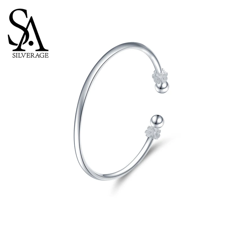 

SA SILVERAGE Simple Fashion Casual/Sporty Style Sakura S925 11.5g Bracelet Female Sterling Silver Jewelry Personality Fashion