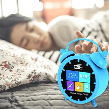 

2in1 Color LCD Screen Bedroom Bluetooth 5.0 Rechargeable Portable Practical Office Multifunction Alarm Clock Radio With Antenna