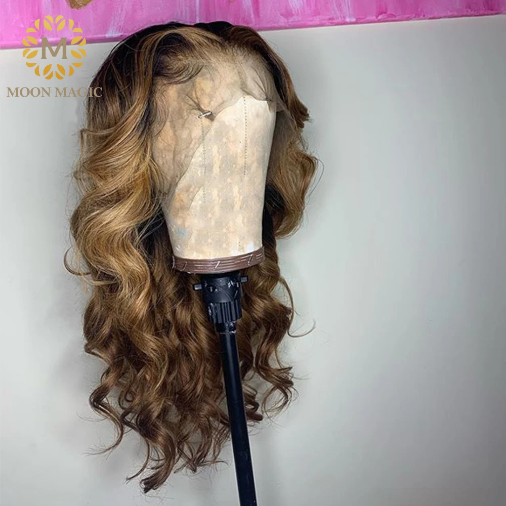 1b/27 Ombre Human Hair Wig For Black Women Natural Hairline Honey Brown Colored Human Hair Brazilian Body Wave Wig Pre Plucked