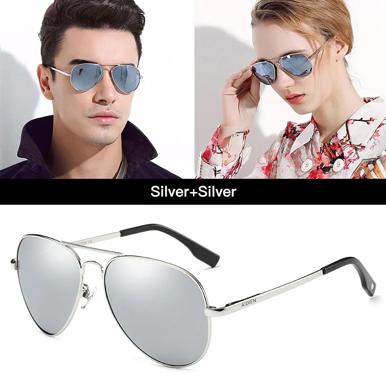 Silver Мужские солнцезащитные очки, поляризационные, для близорукости, розовый, синий, оранжевый, красный - Цвет линз: Silver