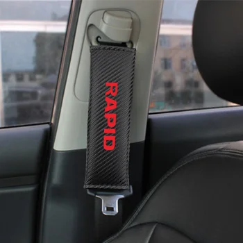 

2 pcs Car Seat Belt Shoulders Pads Covers Cushion for Skoda RAPID Car SeatBelt Protector PU Auto Safety Belt Cover