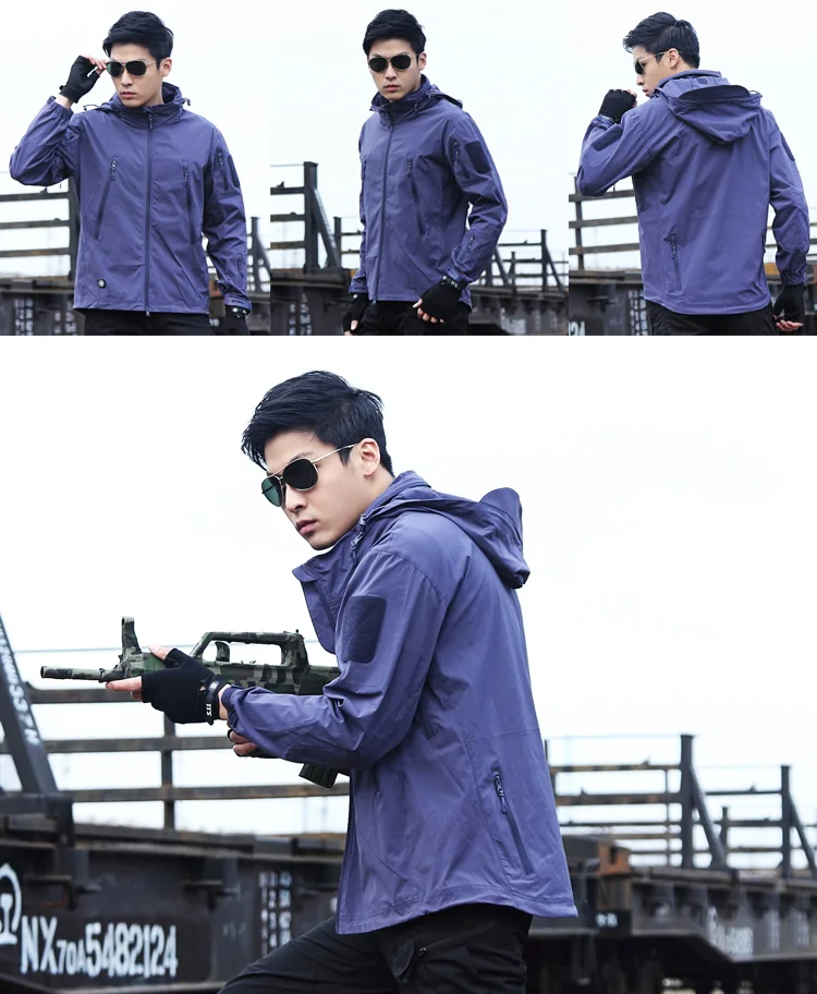Outdoor Shark Skin Thin MEN'S Assault Jacket Spring And Autumn Tactical Trench Coat Waterproof Camouflage Coat