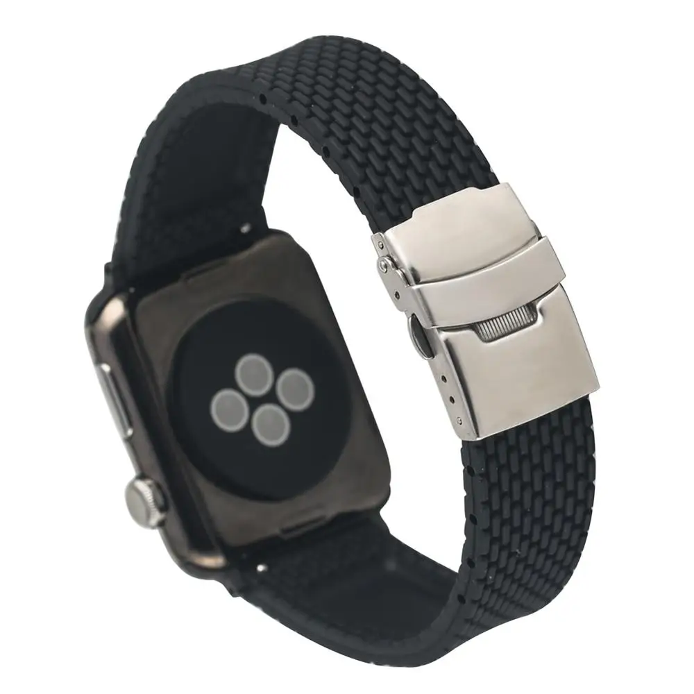 

38MM 42MM Watch Band for Apple Watch series 2/3/4 Generation Comefortable Silicon Safety Cover Watch Band Black Waterproof