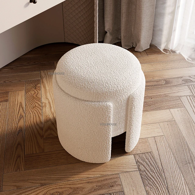 Taburete de franela de lujo, mueble de sala de estar, tocador para el  hogar, taburete de maquillaje, pequeño apartamento, reemplazo de zapatos, taburete  para pies, luz nórdica - AliExpress