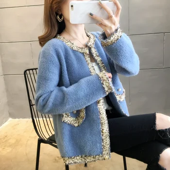 

9389 real shot new mink like color matching knitwear cardigan 69 -- 2 / F, 7 rows, 3 shelves