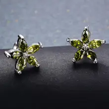 Роскошные женские маленькие серьги-гвоздики со звездами Boho маленькие Oilve зеленые серьги с цирконием 925 Серебряные Двойные свадебные серьги для женщин