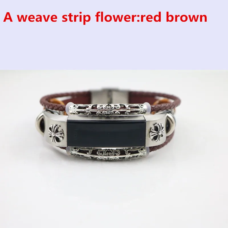 Leather strap For Fitbit Alta/Fitbit Alta HR Replacement Leather band belt Bracelet Watchbands correas reloj watch Accessories - Цвет ремешка: w flower red brown