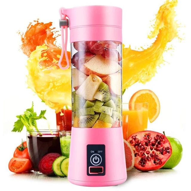 Portable Blender Cup,Electric USB Juicer Blender,Mini Blender Portable  Blender For Shakes and Smoothies, juice,380ml, Six Blades Great for