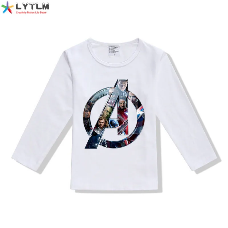 LYTLM футболка с героями мультфильма «мстители» футболки для мальчиков и девочек-подростков детские топы в стиле рок для девочек, осенняя футболка с героями мультфильмов детские футболки для мальчиков