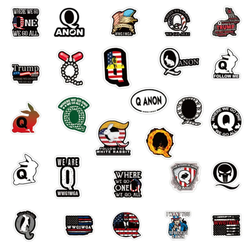 10/30/50Pcs  Trump Qanon Stickers Waterproof Snowboard phone Laptop Luggage Fridge Car Styling Vinyl Decal Home Decor Stickers