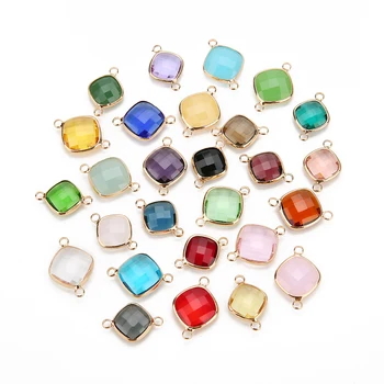 

Square Edging Double Holes Glass Pendants Accessories DIY Jewelry For Necklace Earrings DIY Bracelets Bijoux Jewelry Findings