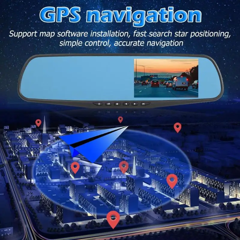 Najtaniej VODOOL Q103B lusterko samochodowe kamera dvr 4.3 cal ekran IPS 1080P HD samochodowe lusterko wsteczne Dashcam podwójny obiektyw wideorejestrator kamera na deskę rozdzielczą