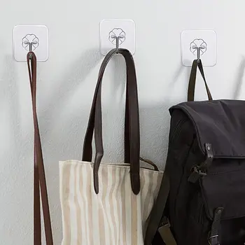 

20PCS Adhesive Stainless Steel Hooks Strong Adhesive Door Hooks Reusable Heavy Duty Wall Stickers for Hanging Kitchen Bathroom