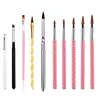 Professional French Acrylic Nail Brush UV Gel Polish Liner Painting Drawing Pen Half Moon Smile Brushes Manicure Tool Set 1