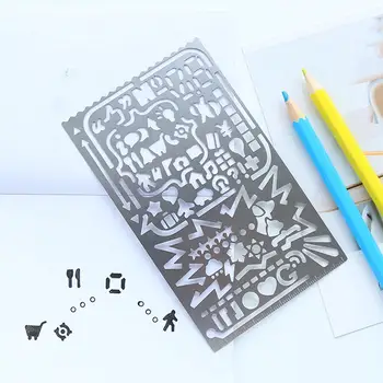 

1pcs Multifunctional Drawing Hollow Ruler Vintage Portable Template Steel Stainless Hollow Diy Gift Stencils Tool Metal Rul W1A1