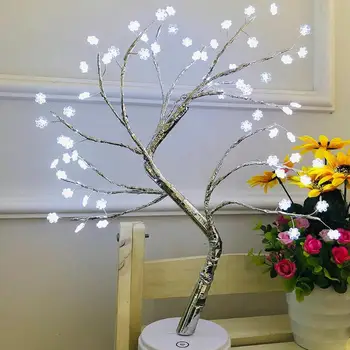 

Snowflake/Star 60LED USB Tree Lights Copper Wire Table Lamps Decorative Potted Lamp Holiday Christmas Decoration for Home