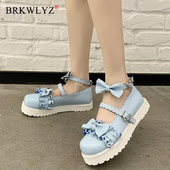 

Japanese Bow Lolita Shoes Doll Women Shoes Flats Black Red Flat Shoes For Ladies