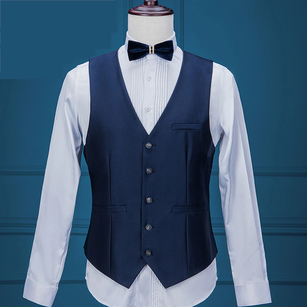 Costumes pour hommes 2019 - Costumes de mariage pour hommes - Col châle - 3 pièces - Coupe ajustée - Costume bleu - Homme (2)