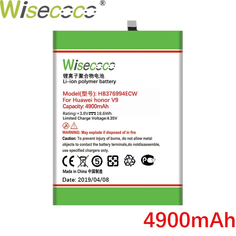 Wisecoco 4900 мАч HB376994ECW батарея для huawei HonorV9 Honor V9 Honor 8 Pro DUK-TL30 DUK-AL20 телефон новейшее производство