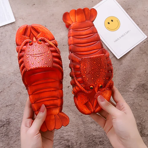남녀공용 여름 랍스터 슬리퍼, 재미있는 동물 슬리퍼, 귀여운 해변 샤워, 캐주얼 신발, 빅 사이즈, 부드러운 가정용 슬리퍼 2