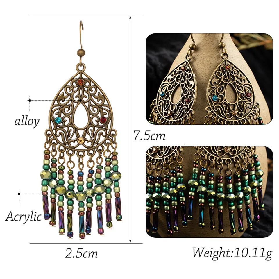 2019 Gold Round Drop Earrings Big Circle Colorful Acrylic Tassel Earrings For Women Fashion Long Wood Fringe Earings Jewelry (13)
