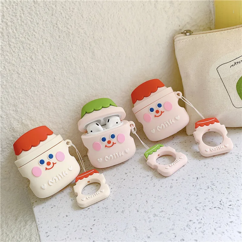 

For AirPod 2 Case 3D Shy Milk Bottle Cartoon Soft Silicone Wireless Earphone Cases For Apple Airpods Case Cute Cover Funda