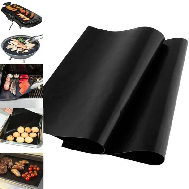 Non-stick 1PC BBQ Grill Pads Barbecue Baking Pad Reusable Cooking Plate 40*33cm For Party Grill Mat Tools