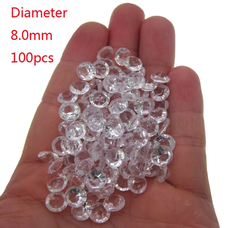 Diameter 8mm 100/200/500 Прозрачный акриловый кристалл бриллиантовой огранки для Алмазная вышивка крестиком на рисунке, на год свадебные ремесла Разбрасыватели конфетти для стола с украшением в виде кристаллов вечерние деко диаметром 4 6 8 мм - Цвет: Diameter 8mm