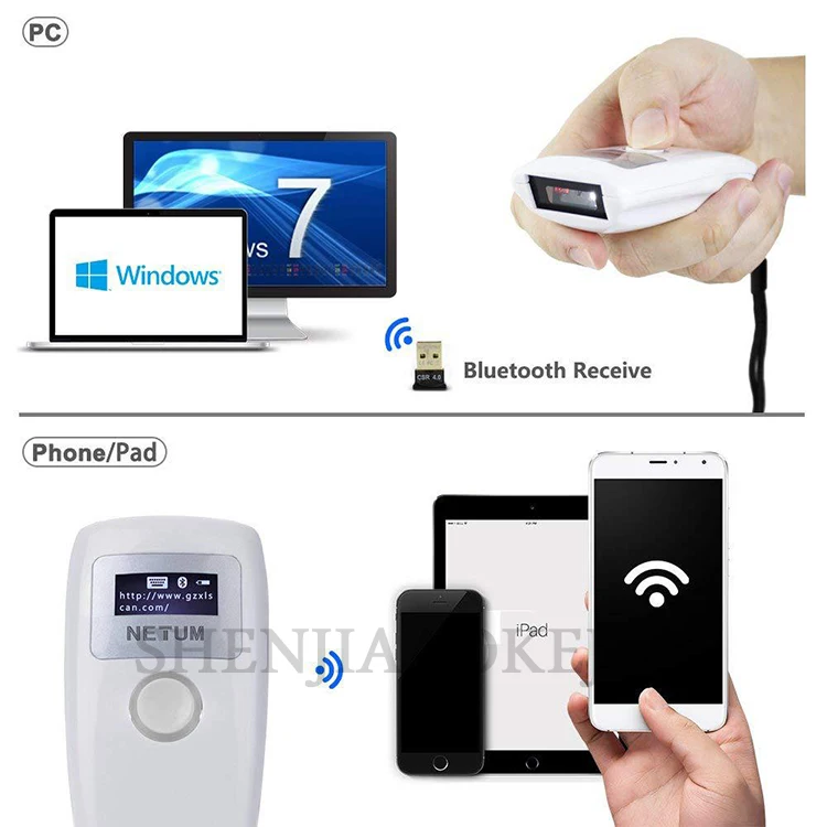 Unidimensional sem Fio Portátil sem Fio Handheld de Bluetooth do Varredor do Código de Barras do Varredor Portátil do Código de Barras Varredor 11 de barras do varredor portátil do código de barras