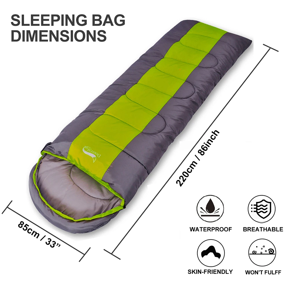 Sleeping Bag, Desert&Fox Large Sleeping Bag for Adults 1pc, Winter Envelope Type, 220x85cm, Camping Hiking Tourism