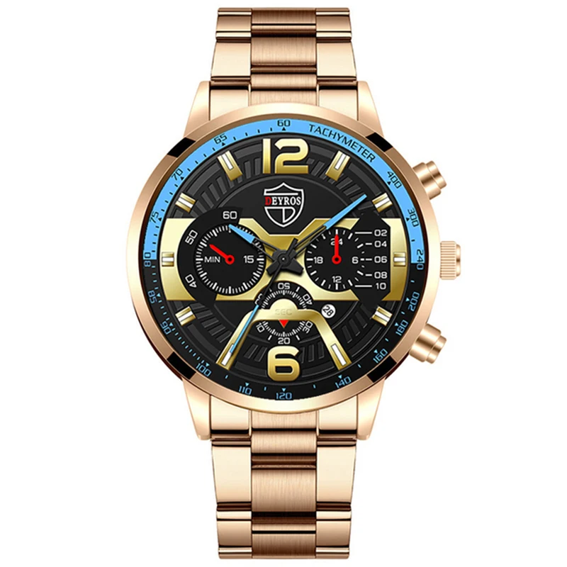 2022 Mens Fashion Watches Luxury Men Stainless Steel Quartz Wrist Watch Male Business Casual Gold Bracelets relogio masculino 