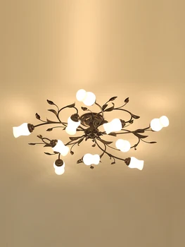 

Ceiling Lamp Living Room Bedroom Dining Room Study Flower Ceiling Lighting Fixtures American Garden Wrought Iron European Glass