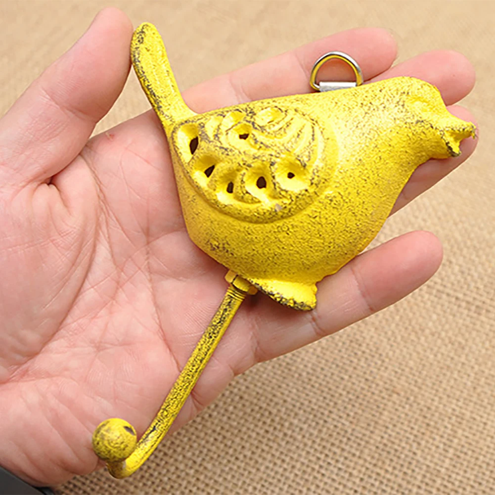 Цвет: желтый Vintage American Country Wall Hook Storage Decorative Bird Shaped Hats Cast Iron Keys Home Hanging Living Room Coats Organizer - Цвет: Цвет: желтый