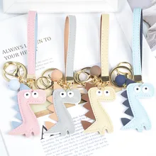 Pu хлопок наполнение динозавр брелок для ключей настройки сердце девушки кулон аксессуары мода простой талии подвесной брелок с кольцом на заказ